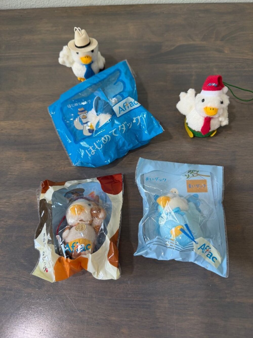 Lot of 5 Japanese Aflac 3" Plush Ducks Special Keychain Ornament One Sings